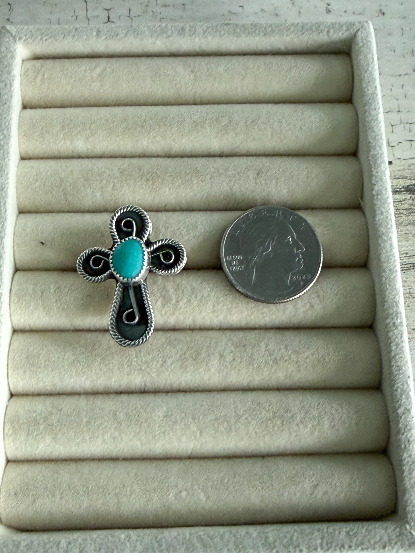 Native American Cross Turquoise Ring 9
