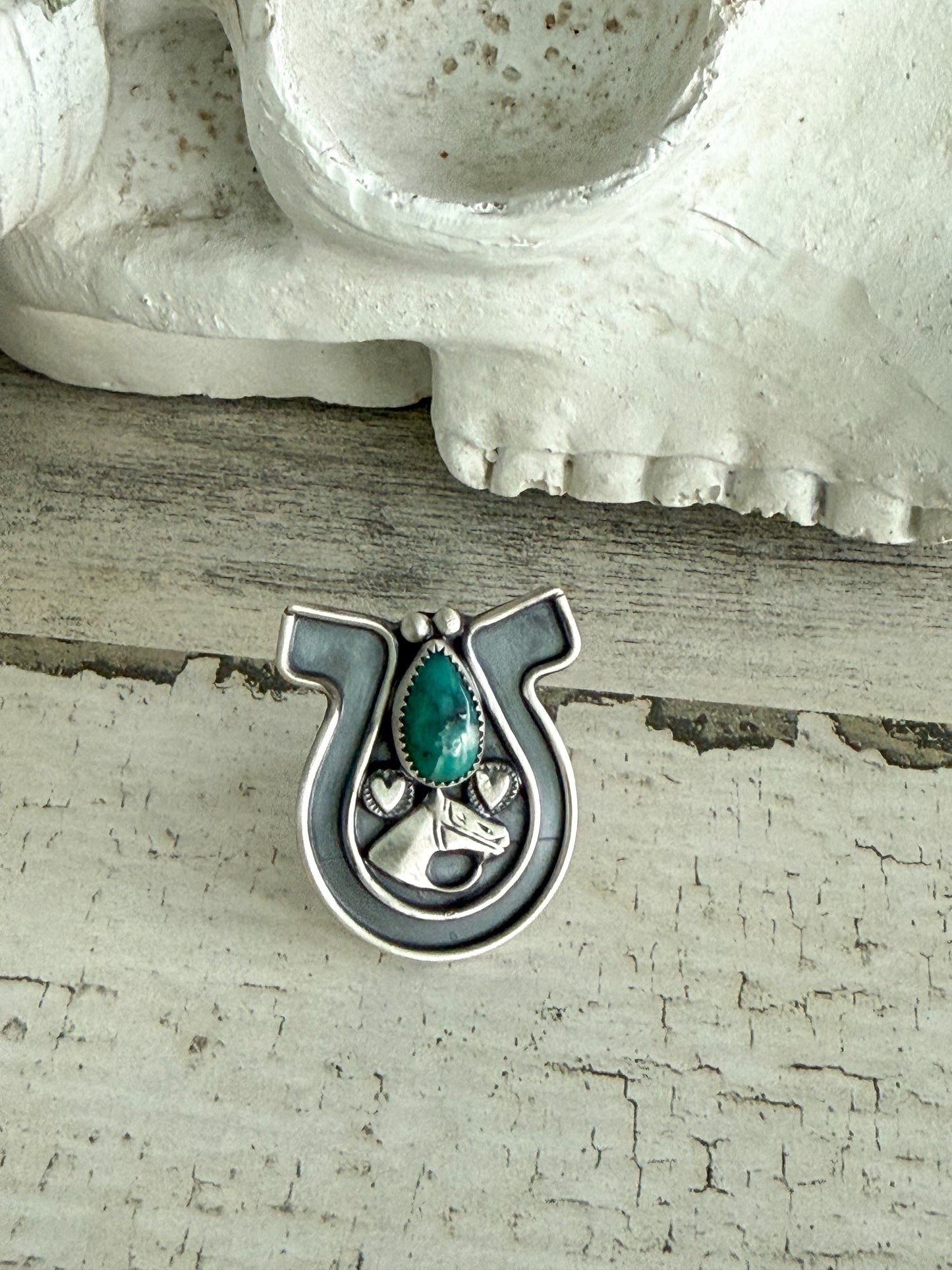 Native American Turquoise Horseshoe Ring 7