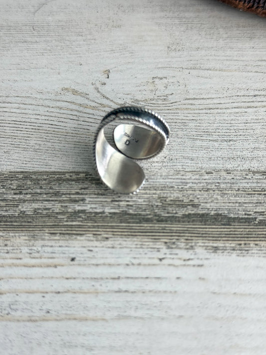 Native American Sterling Leaf Adjustable 7 Ring