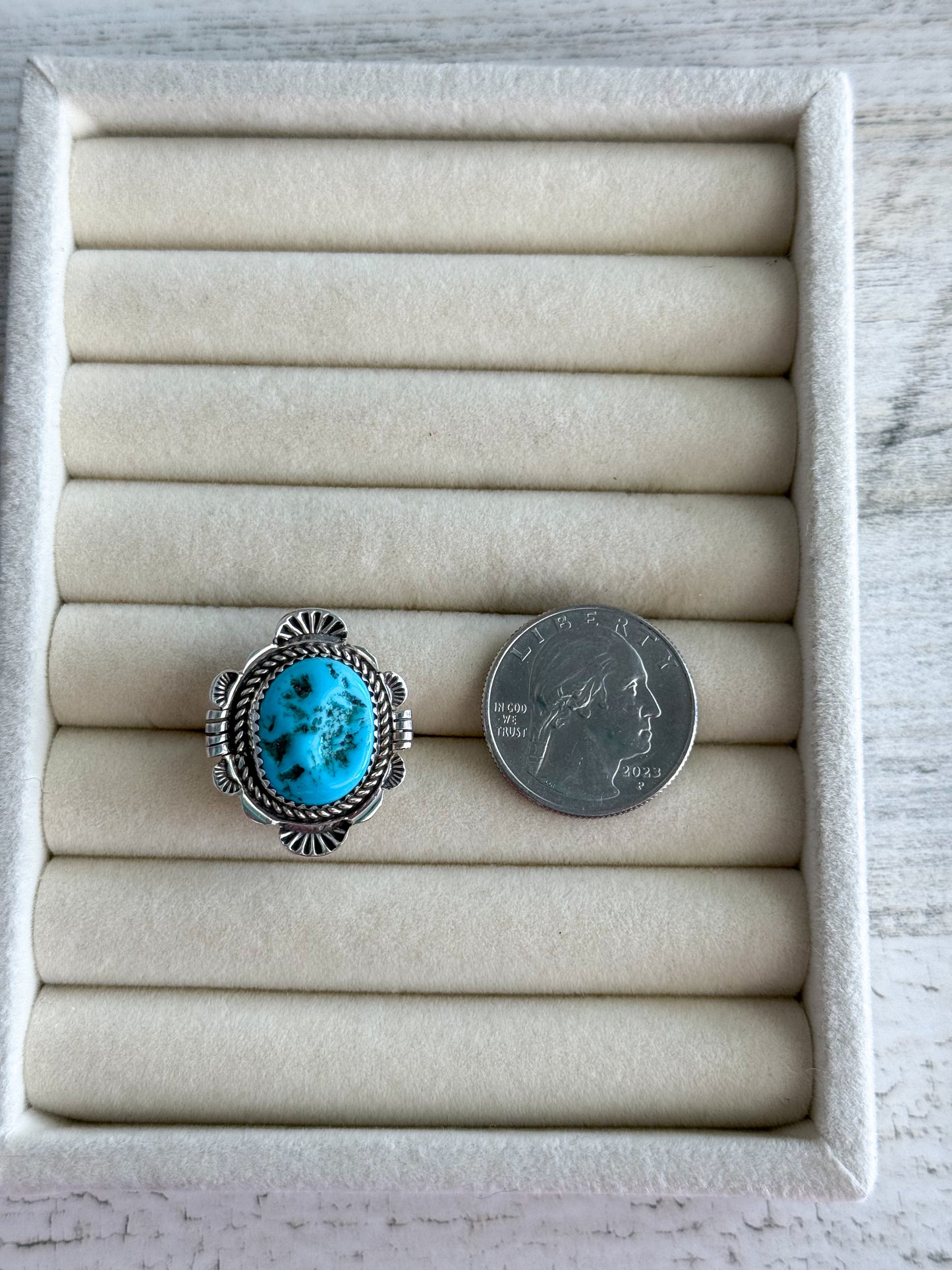 Native American Made Kingman Turquoise Ring 9