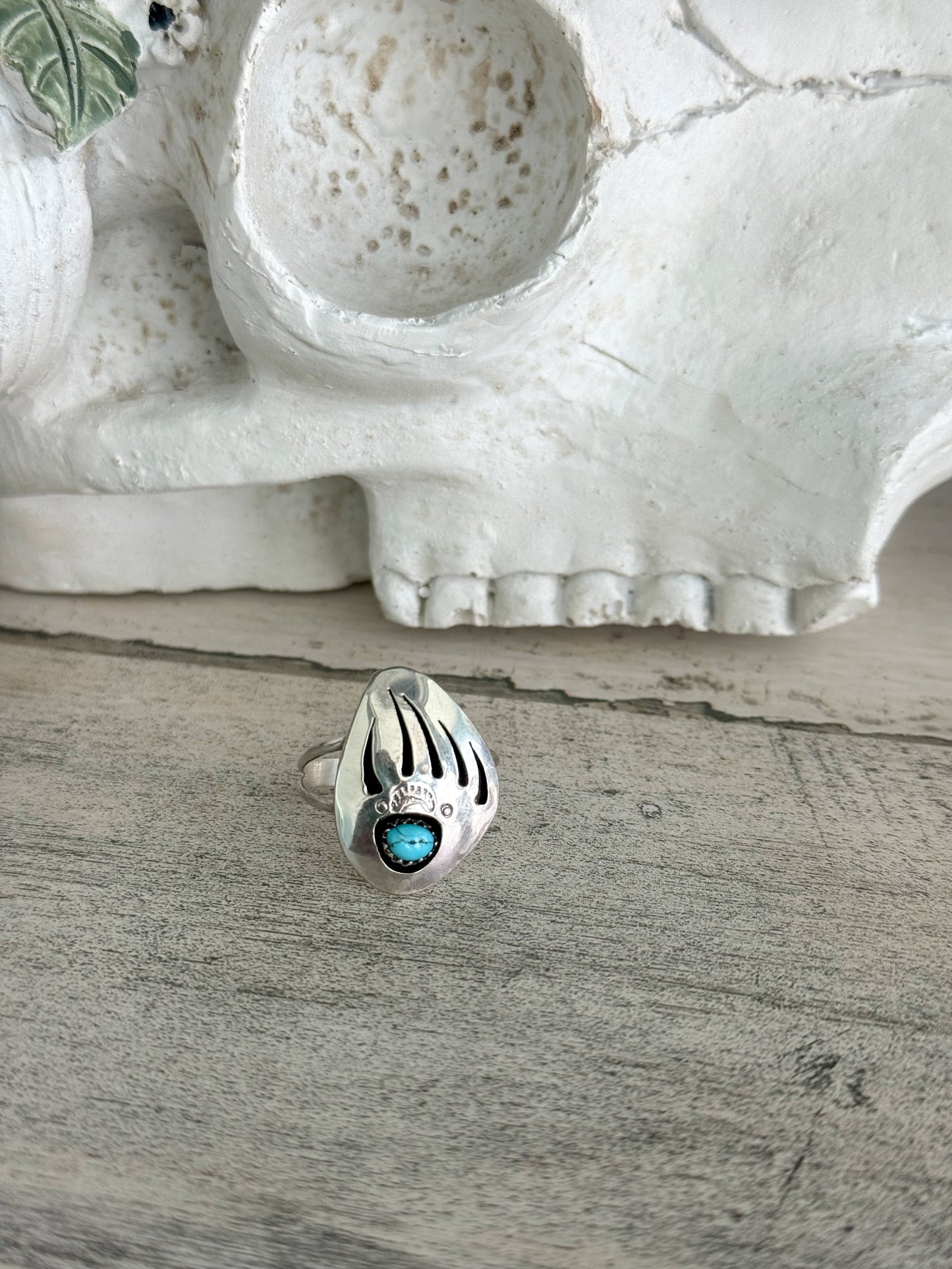Native American Turquoise Badger Paw Ring 10