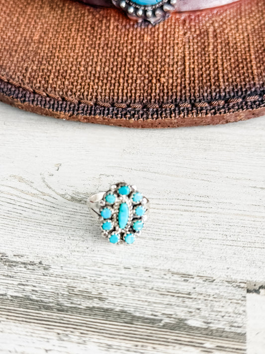 Native American Kingman Cluster Ring 8