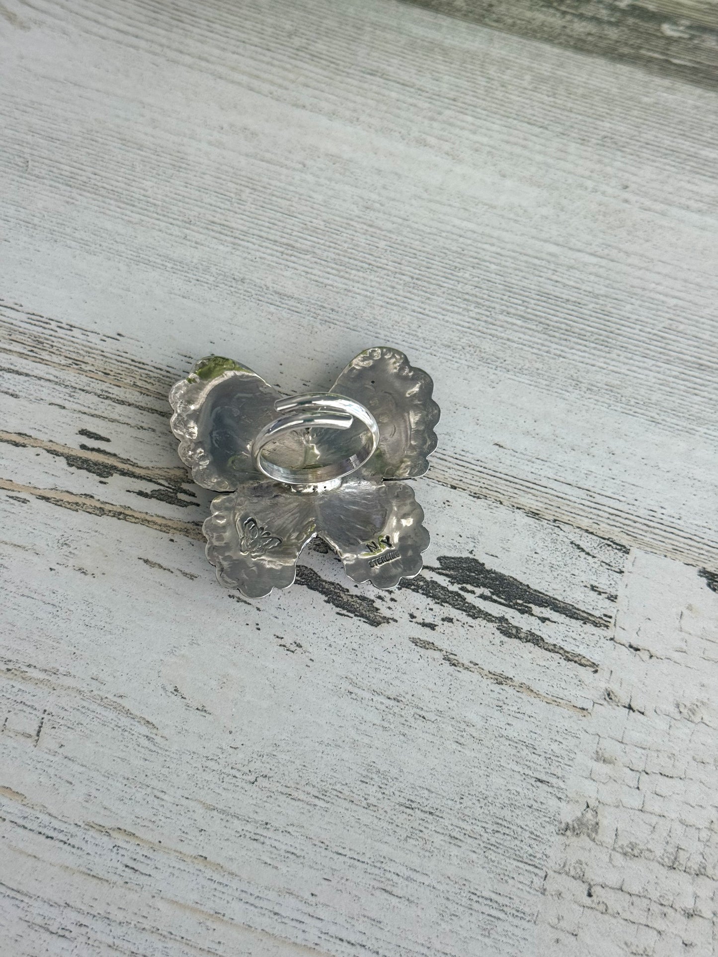 Native American Orange Spiny Butterfly Adjustable Ring