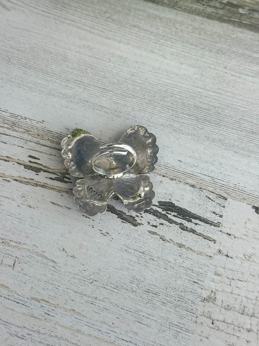 Native American Orange Spiny Butterfly Adjustable Ring