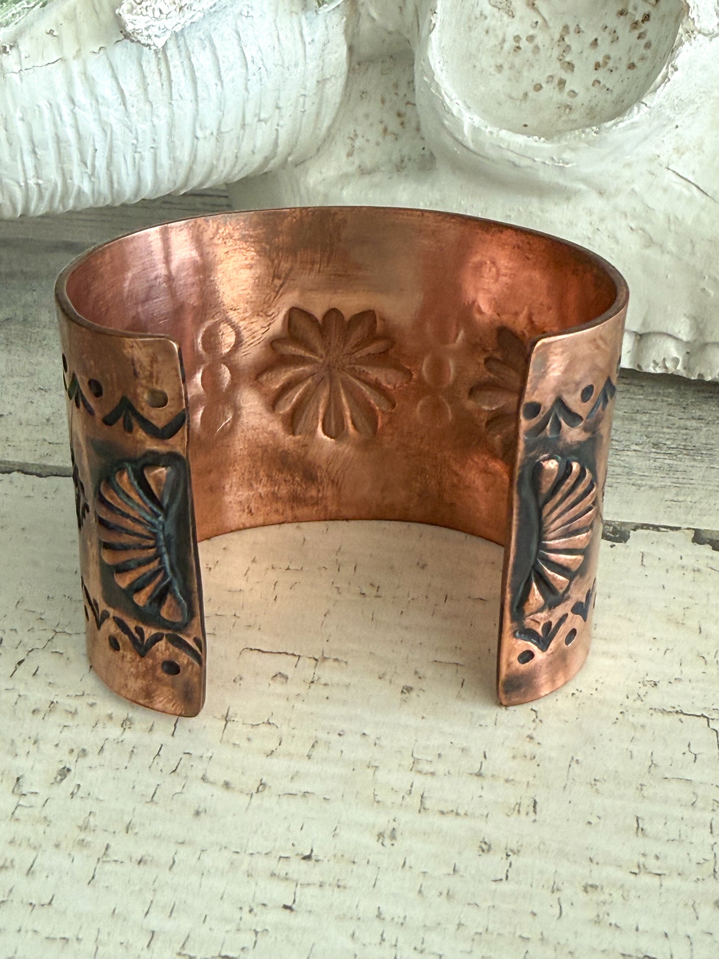 Native American Copper Stamped Cuff 7-1/4"