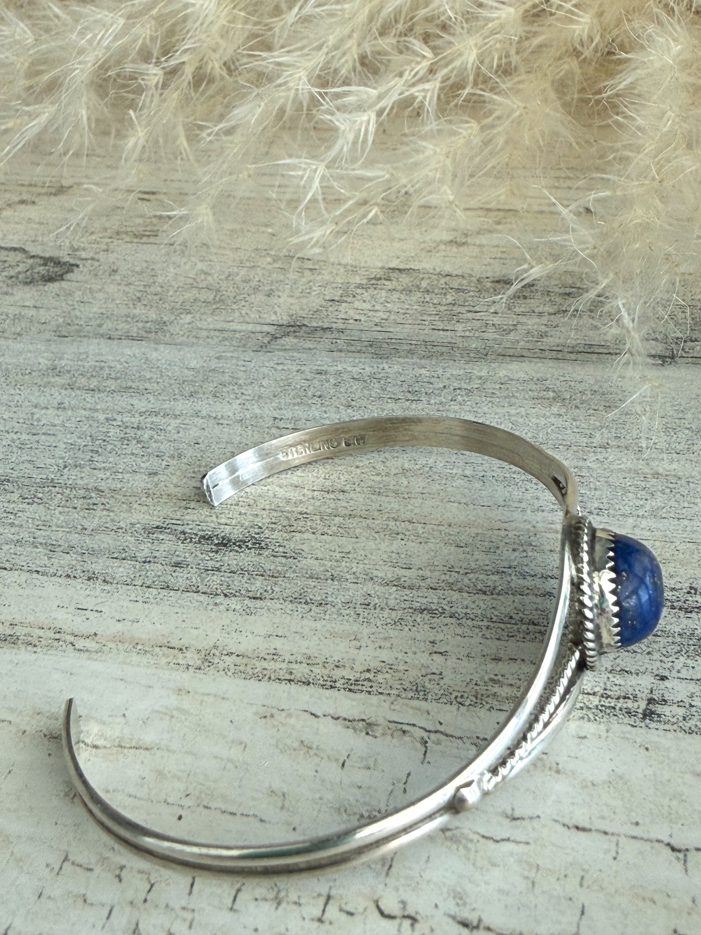 Native American Sterling Lapis Cuff 6.25"