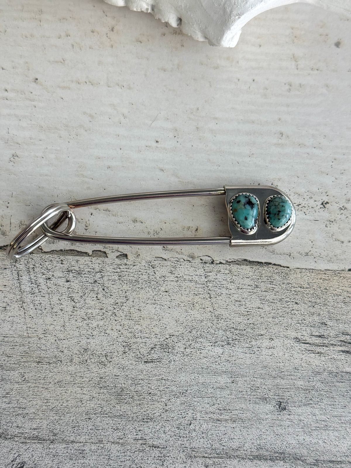 Native American Turquoise Safety Pin Keychain