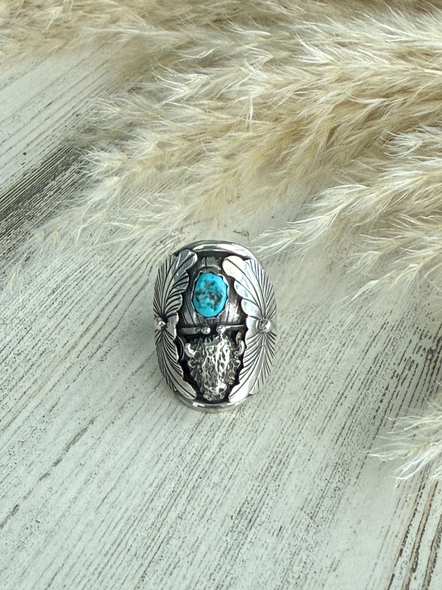 Native American Buffalo Sleeping Beauty Ring 13