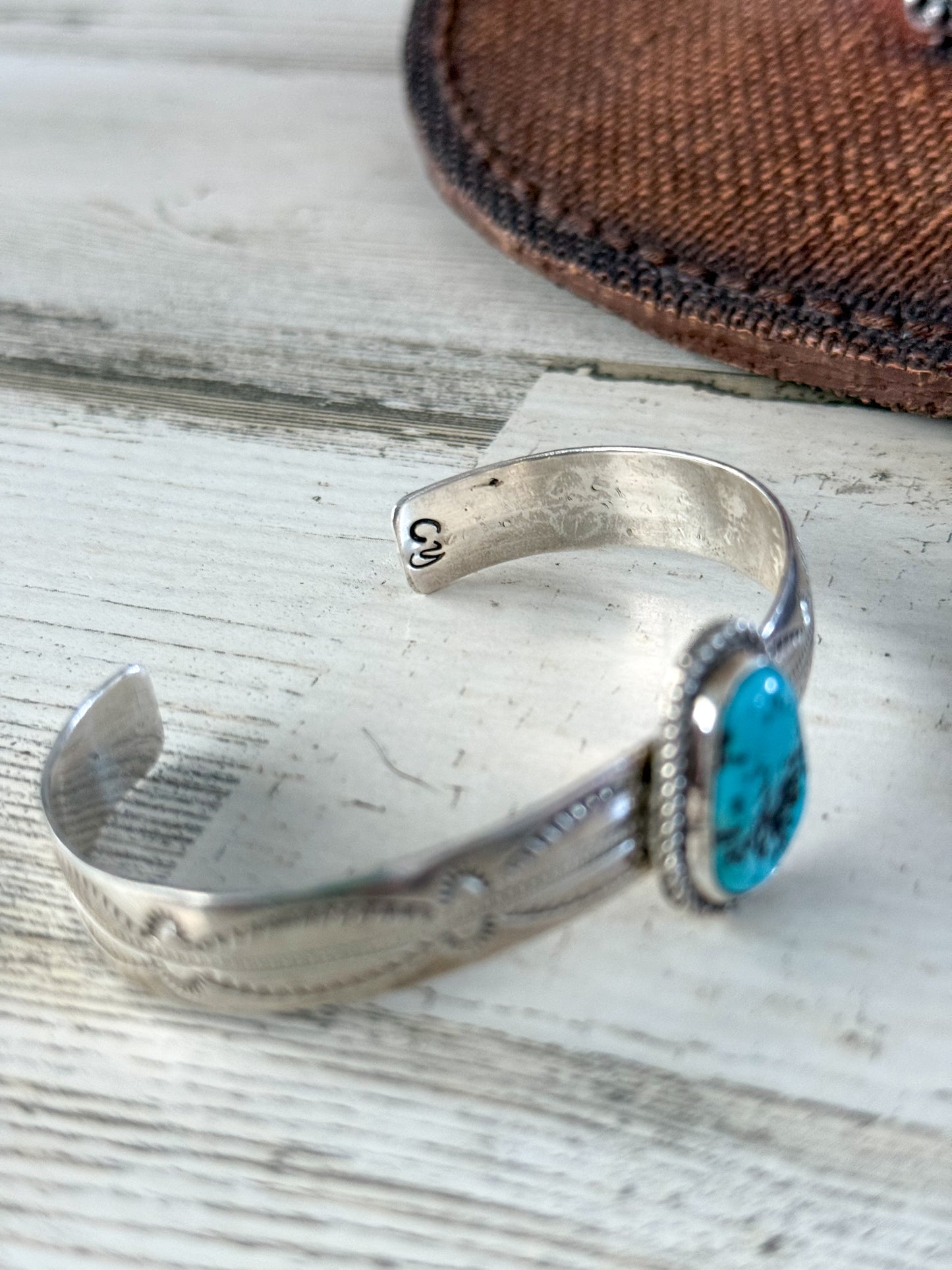 Native American Kingman Stamped Cuff 6.75"