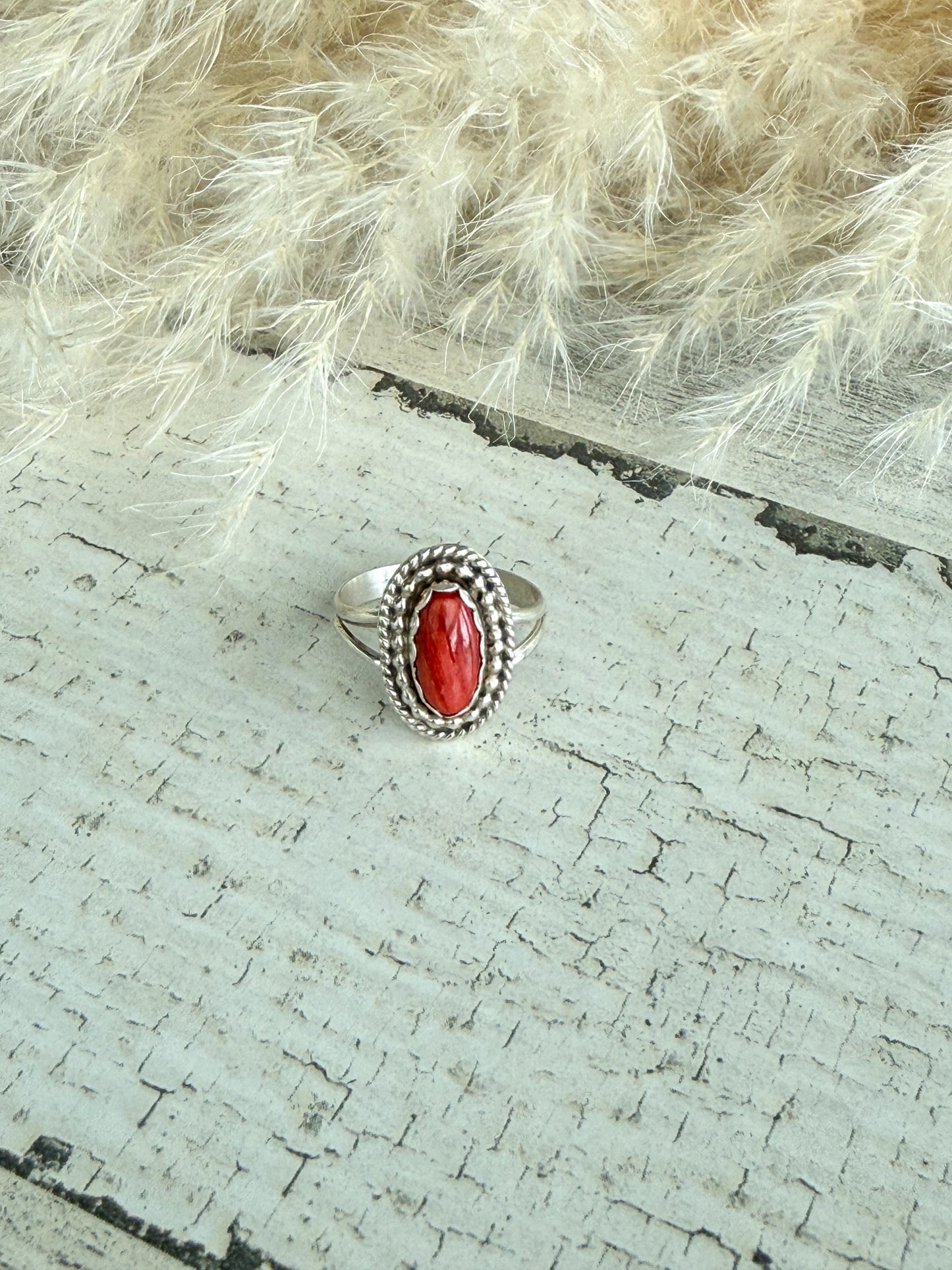 Native American Red Spiny Ring 8.5