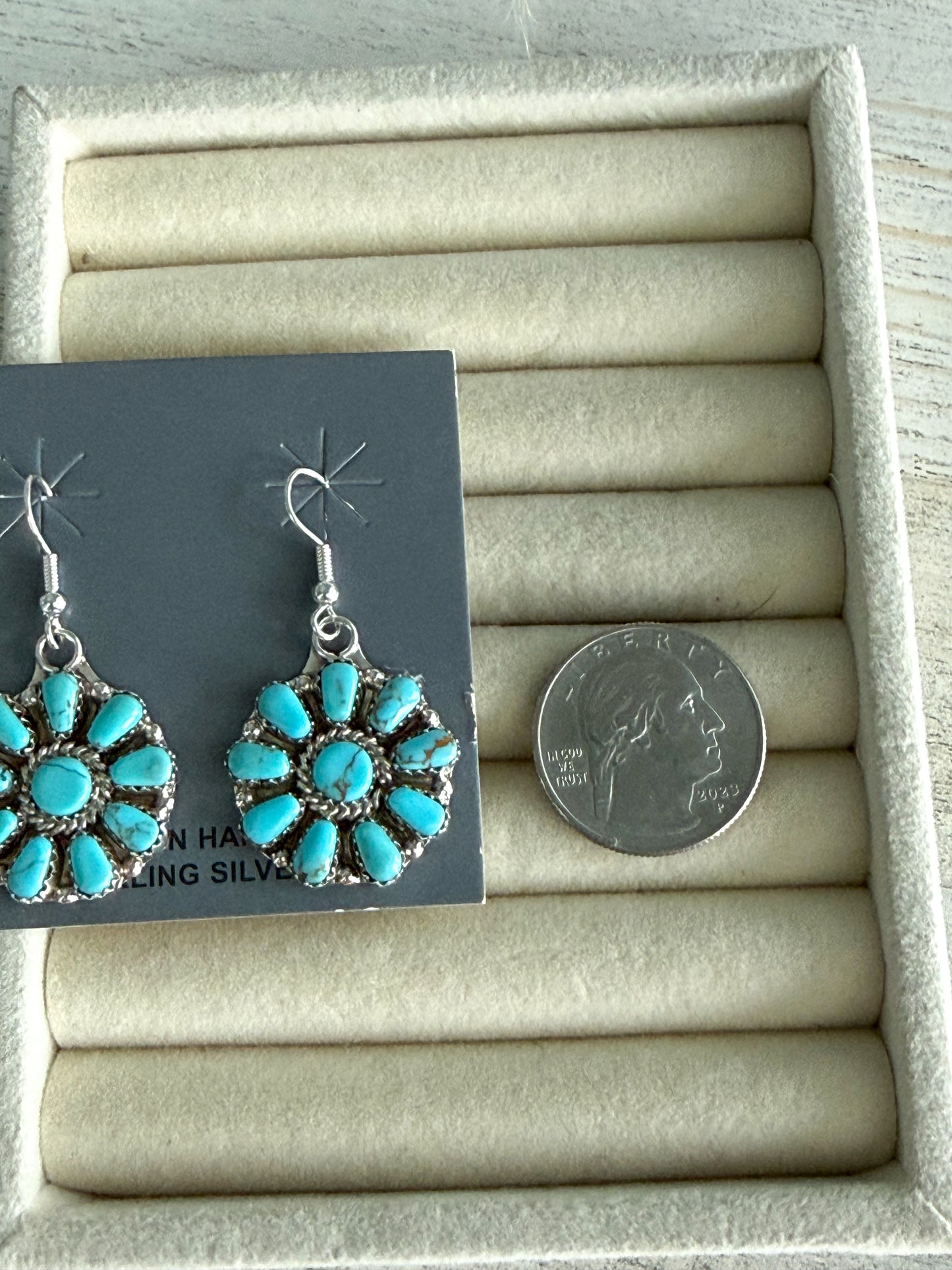 Native American Kingman Cluster Dangle Earrings