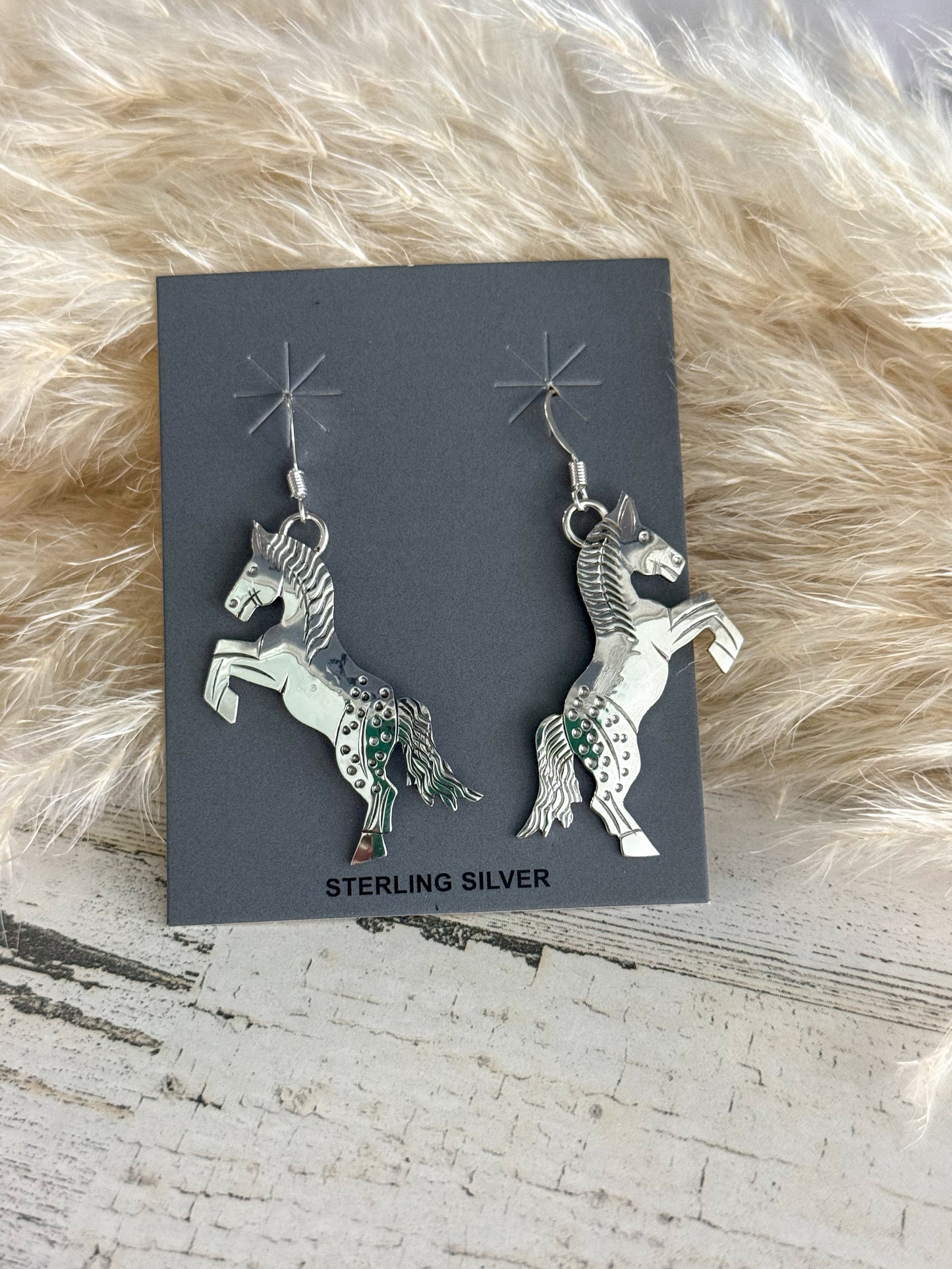 Native American Sterling Horse Dangle Earrings