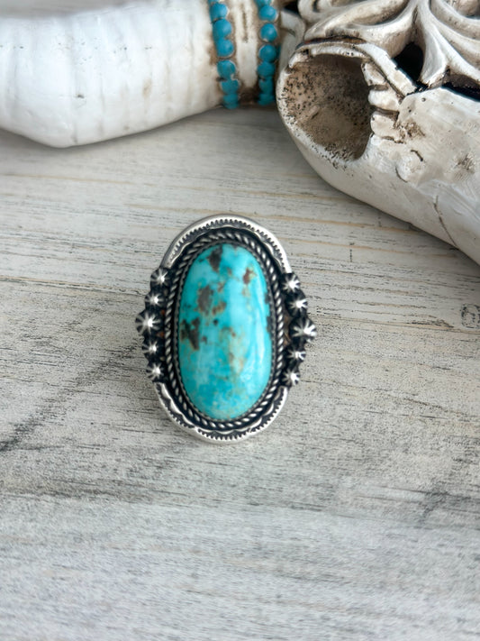 Native Made Light Blue Sonoran Gold Ring Size 8.75