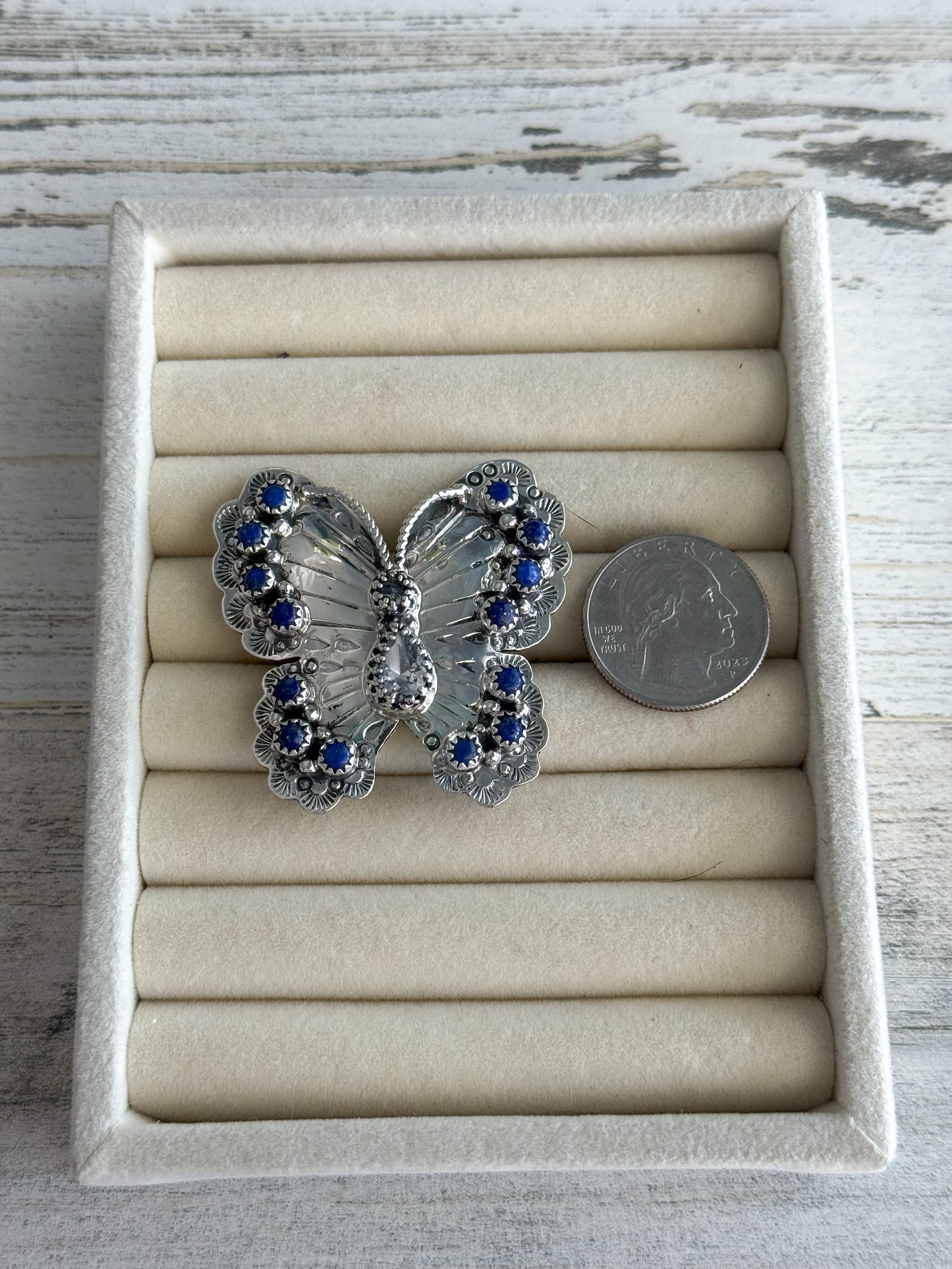 Native American Lapis Butterfly Adjustable Ring