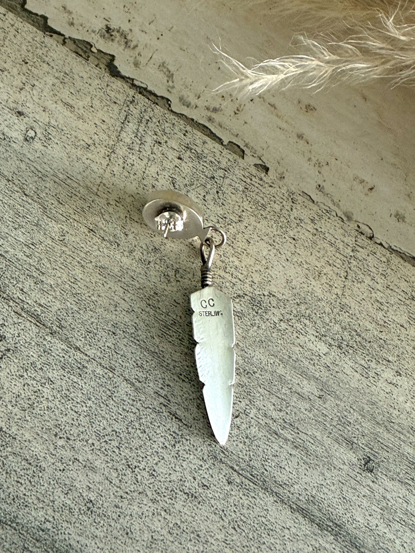Native American Sterling Sonoran Feather Earrings