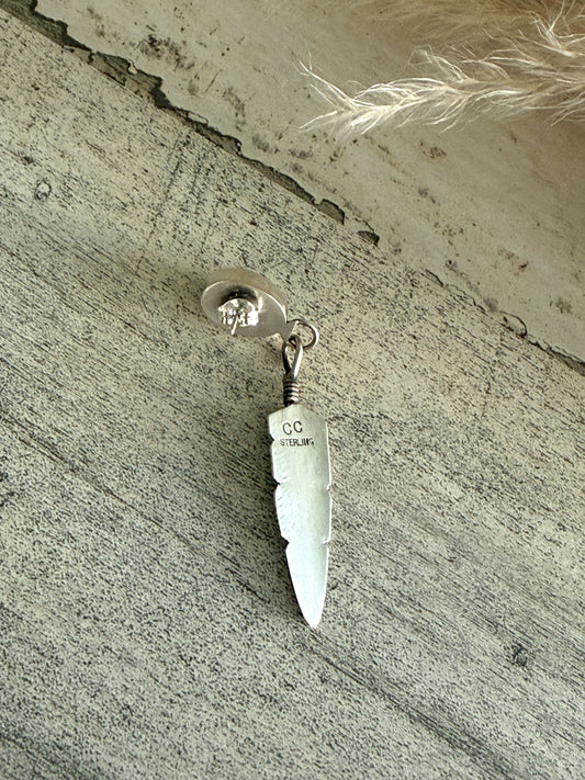 Native American Sterling Sonoran Feather Earrings