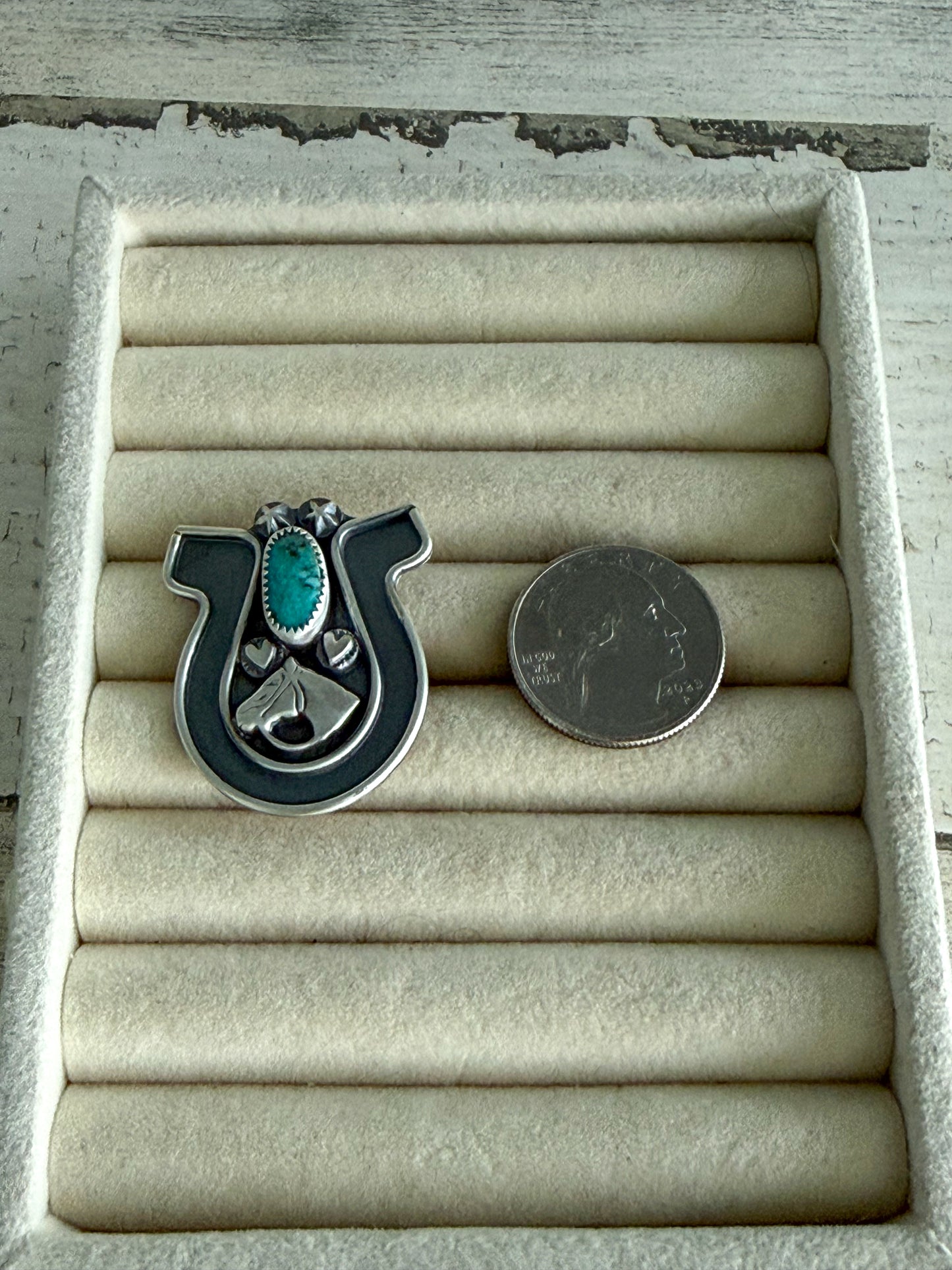 Native American Turquoise Horseshoe Ring 7.75