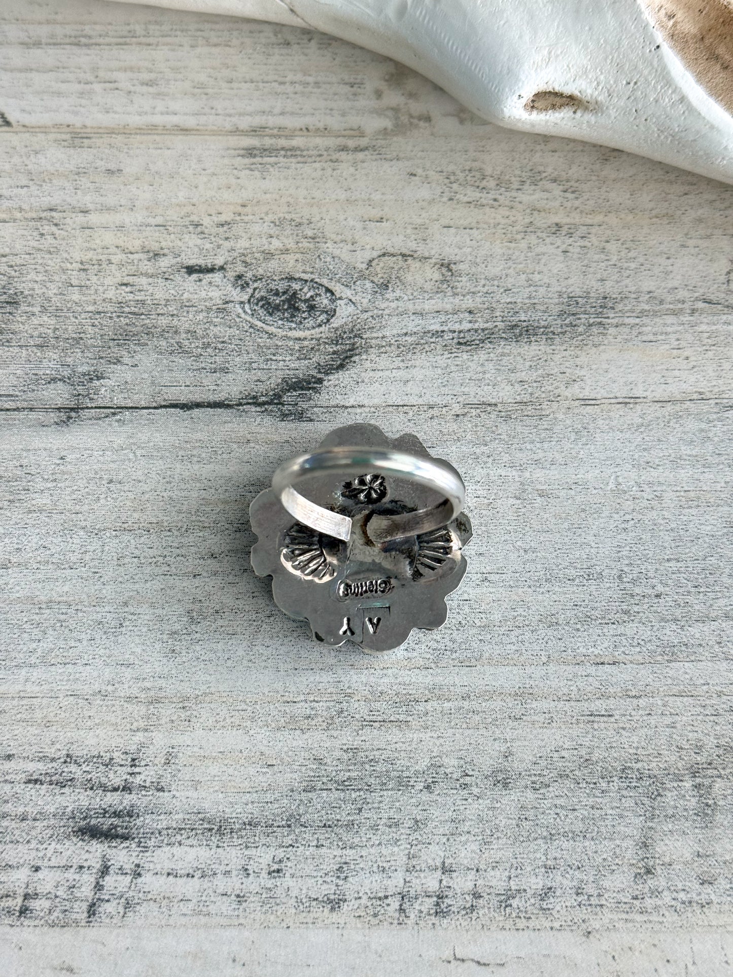 Native Made Turquoise Cluster Ring 9 Adjustable