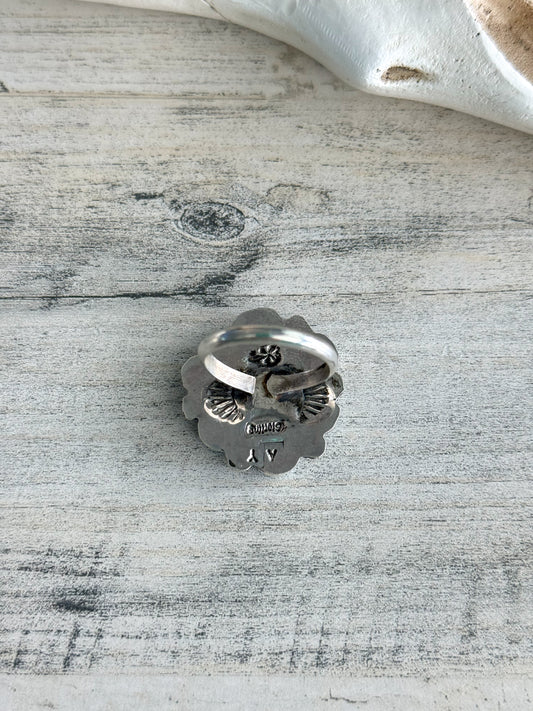 Native Made Turquoise Cluster Ring 9 Adjustable