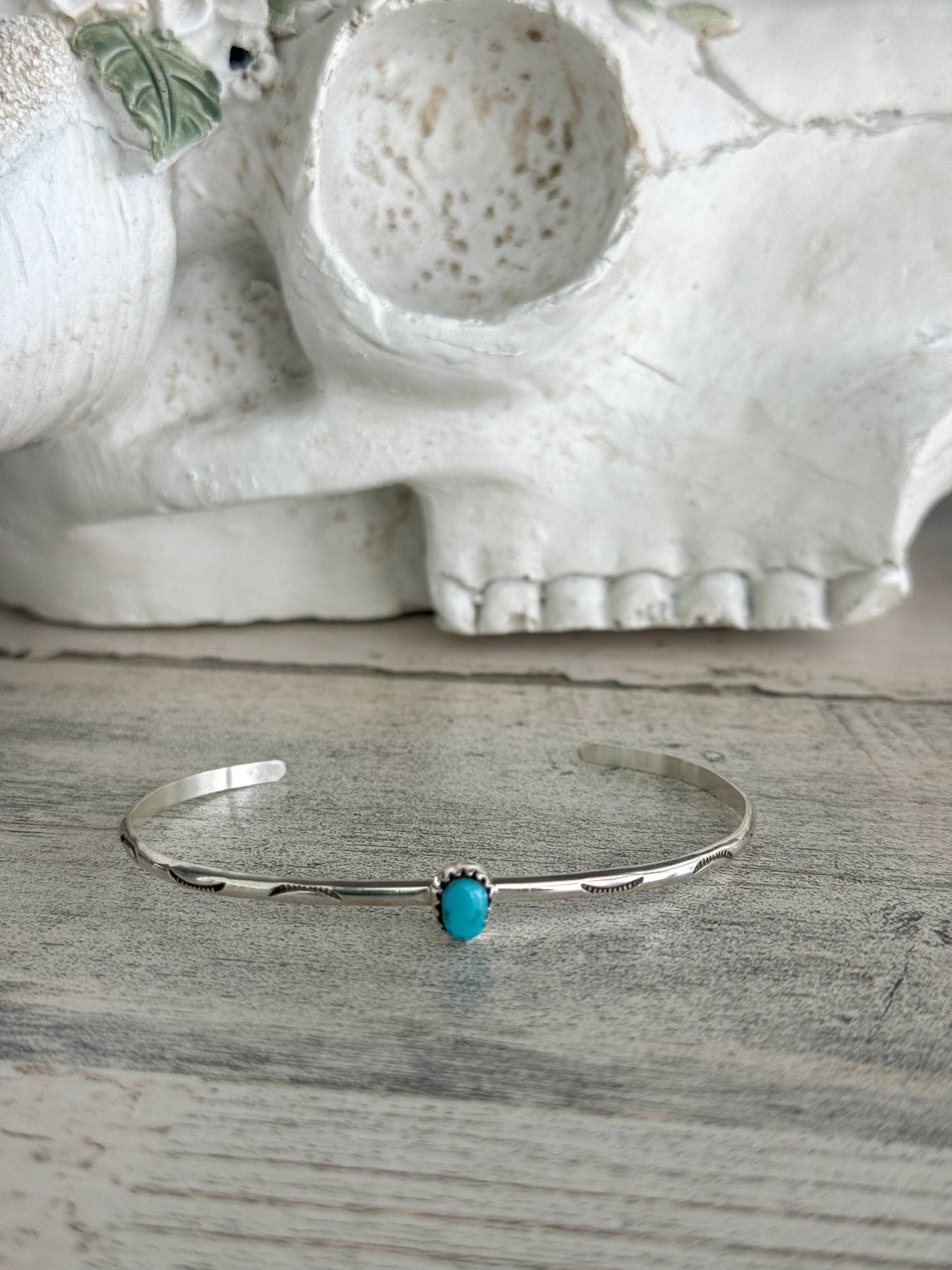 Native American Dainty Turquoise Cuff 6.75”