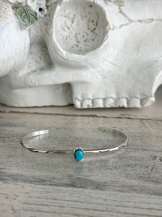 Native American Dainty Turquoise Cuff 6.75”