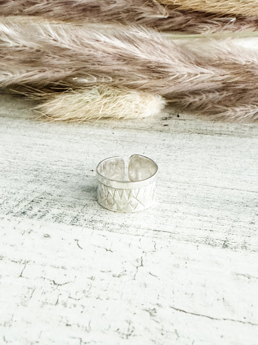 Native American Sterling Stamped Adjustable Toe/Pinky Tip Ring