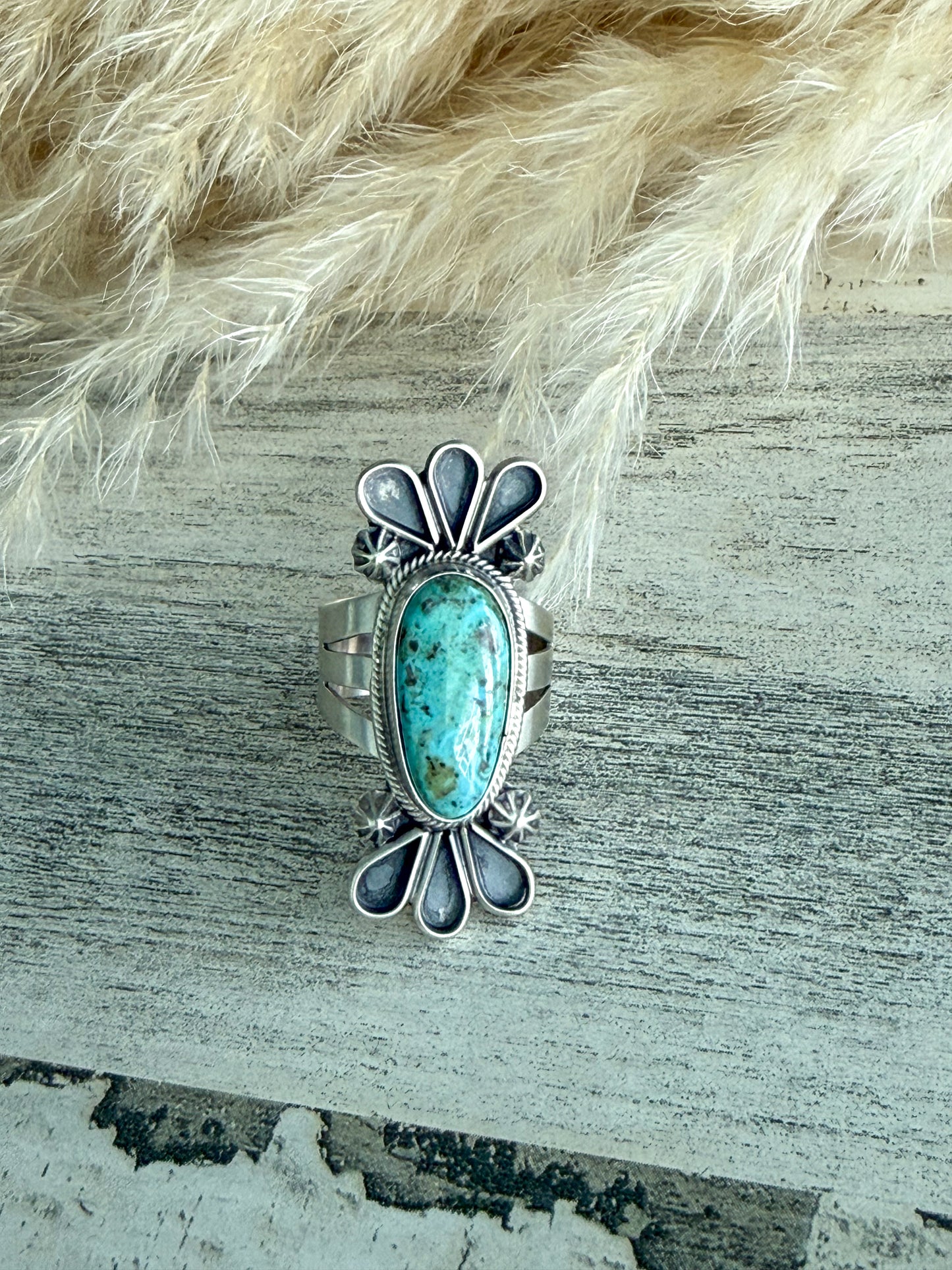 Native American Blue Ridge Turquoise Ring 9.5