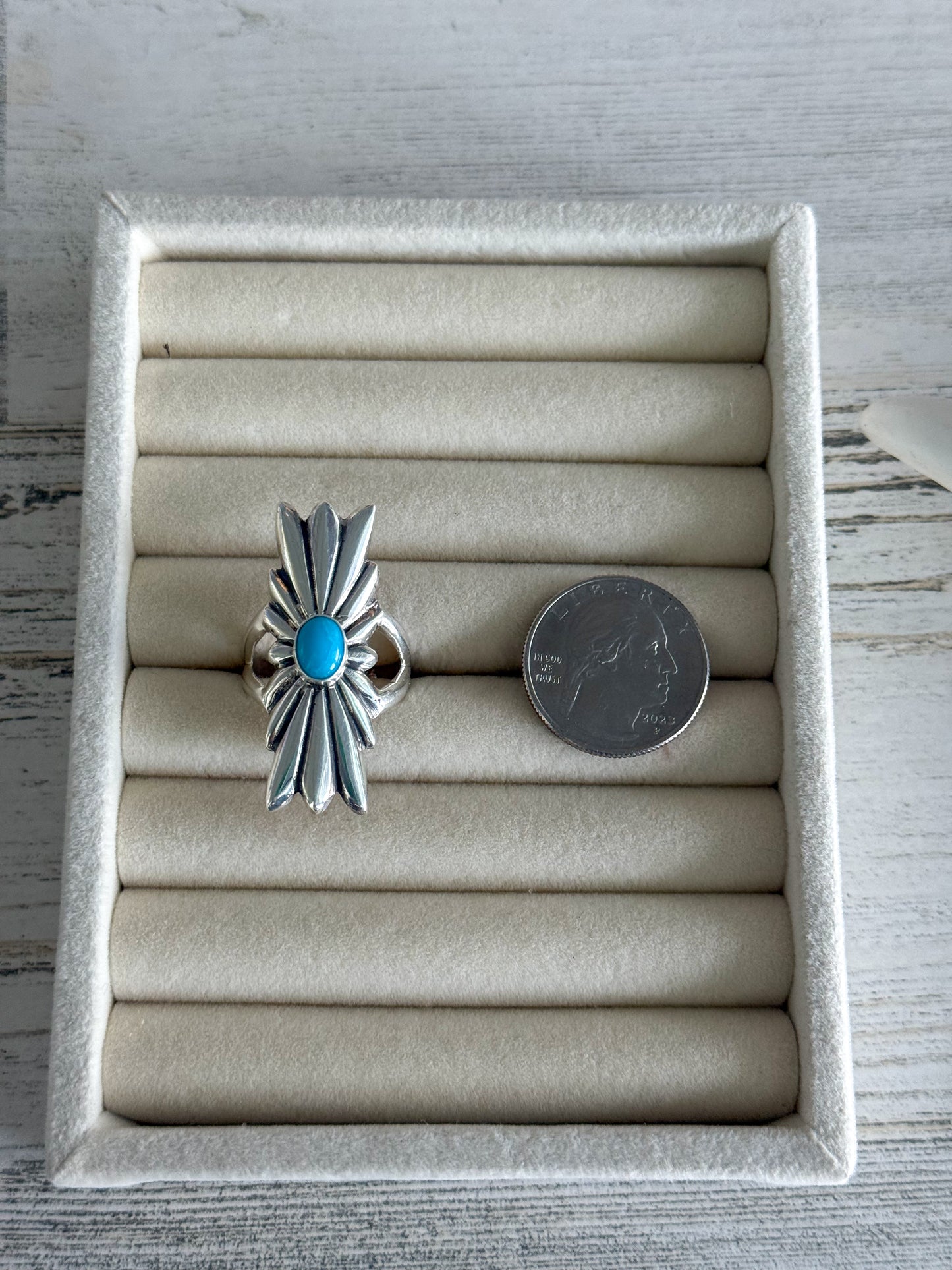 Native American Sterling & Turquoise Ring 9
