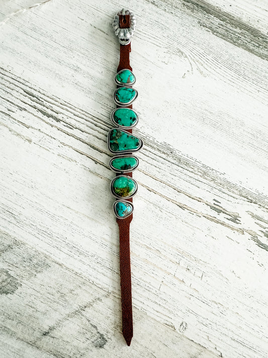Native American Turquoise & Leather Bracelet