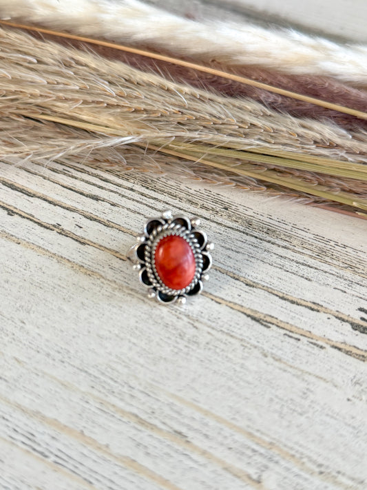Native American Red Spiny Ring 7
