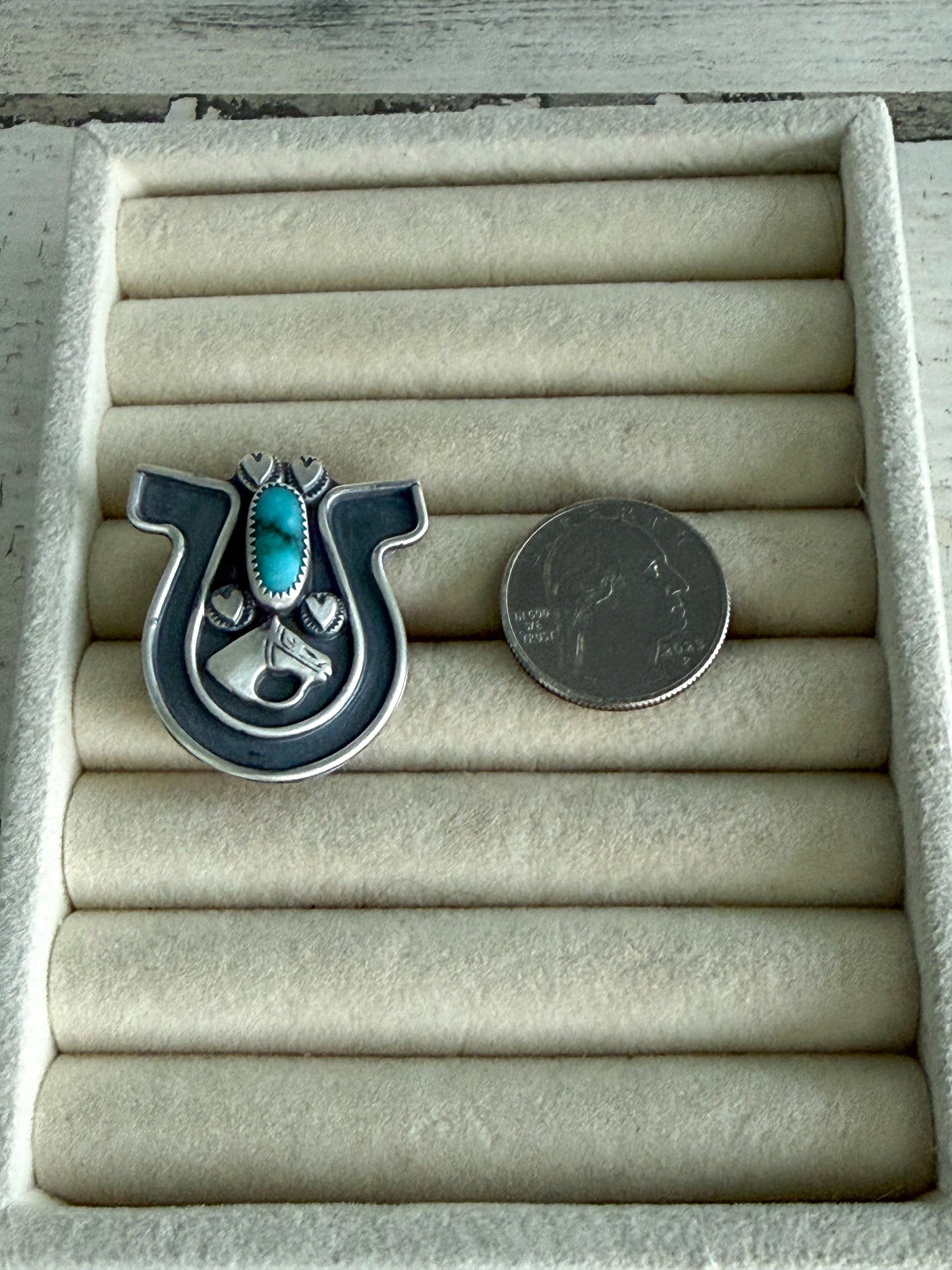 Native American Turquoise Horseshoe Ring 7