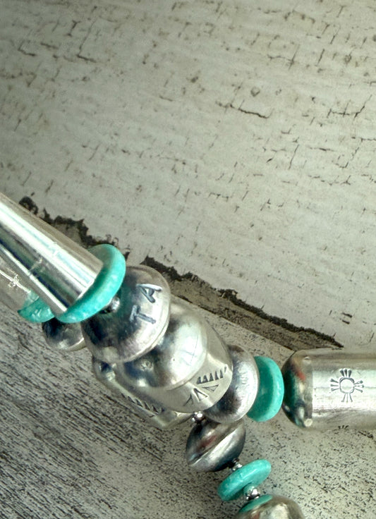 Native American Navajo Pearls 20" & Turquoise Set