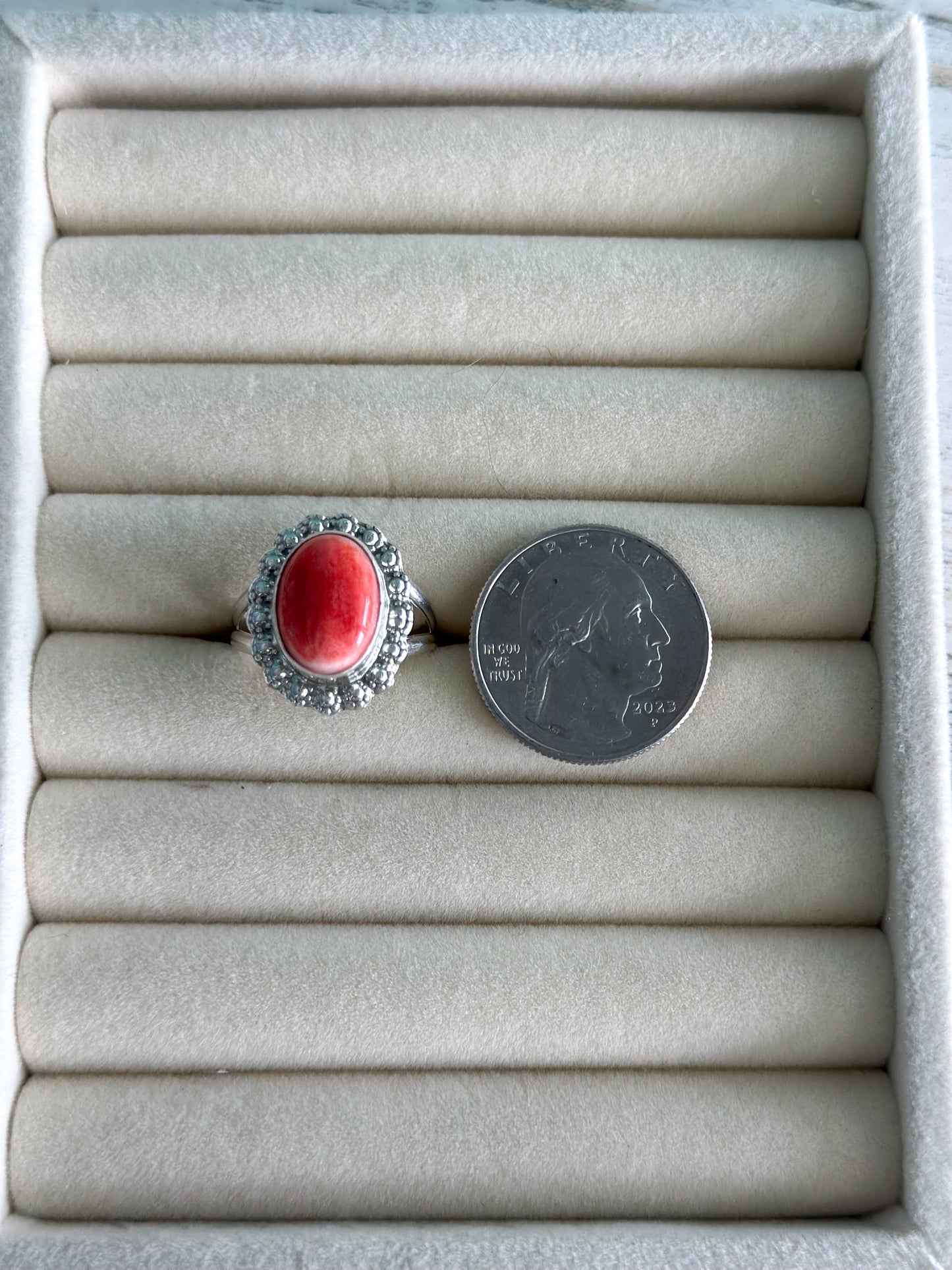 Native Made Red Spiny Ring Size 9