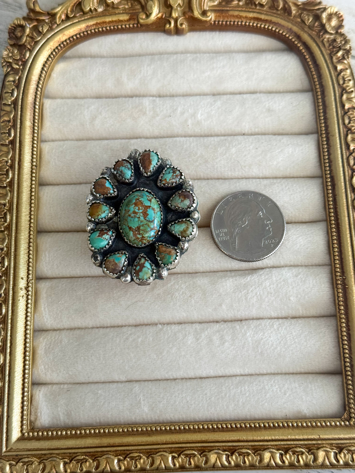 Native American Kingman Cluster Adjustable Ring