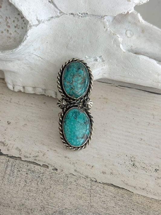 Native American 2 Sonoran Blue Stone Adjustable Ring
