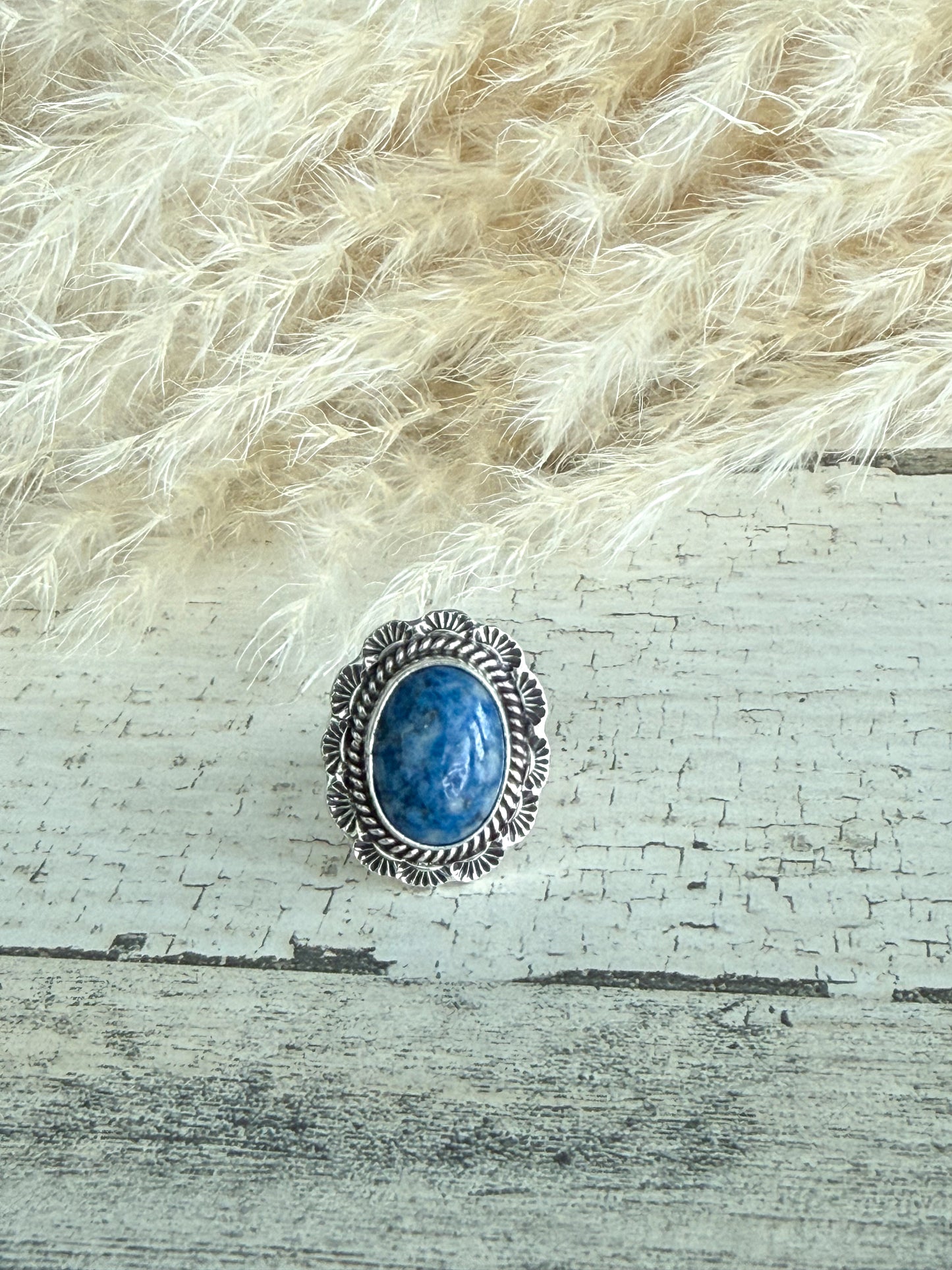 Native American Denim Lapis Ring 8