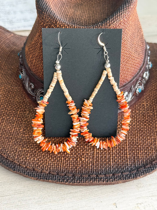 Native American Mixed Spiny Nugget & Heishi Hoops