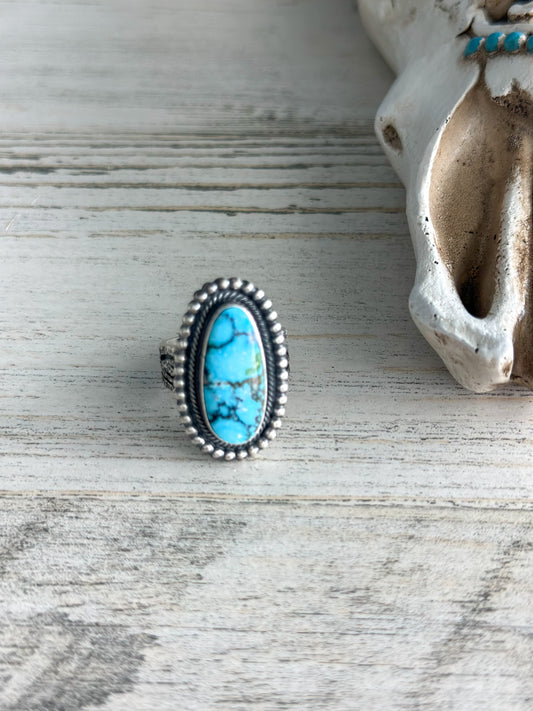 Native Made Kingman Turquoise Ring Size 7.5