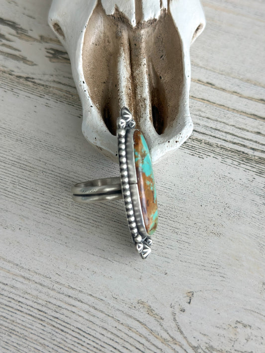 Native Made Tyrone Turquoise Adjustable Ring