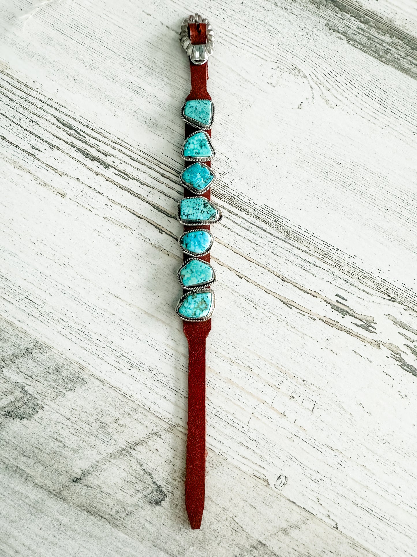 Native American Turquoise & Leather Bracelet