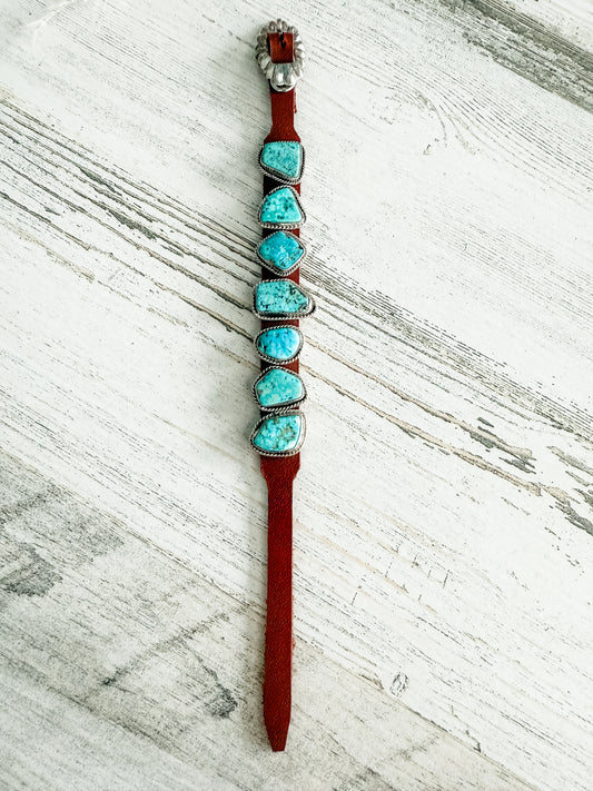 Native American Turquoise & Leather Bracelet