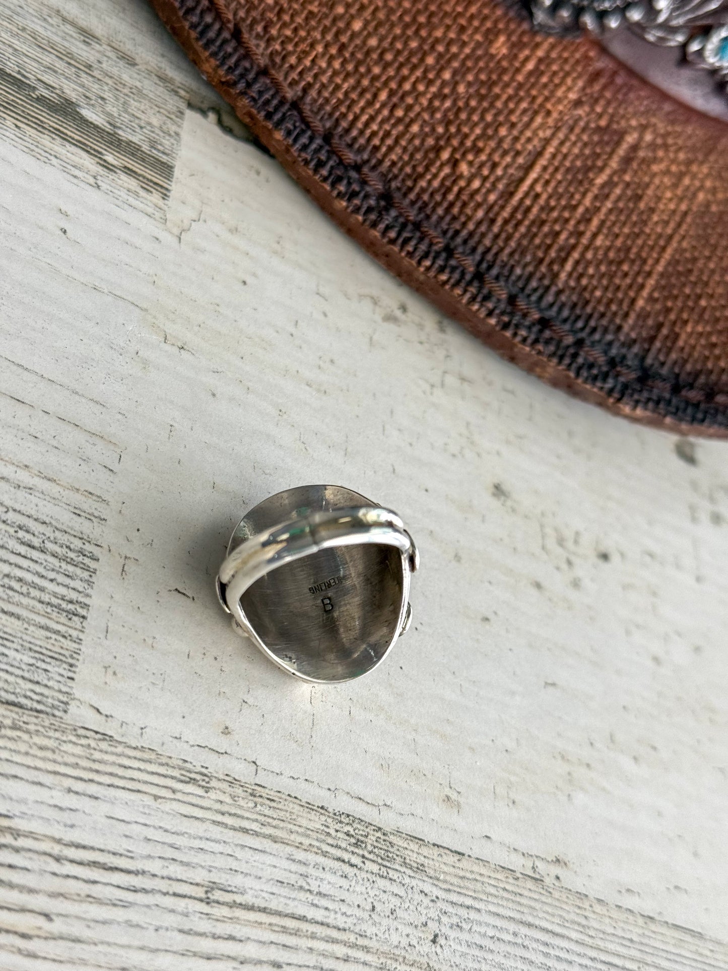 Native American Kingman & Leaf Ring 9.5