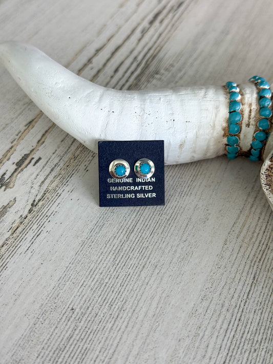 Native American Mini Turquoise Disk Studs