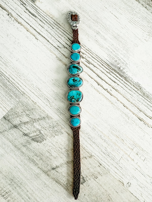 Native American Turquoise & Leather Bracelet