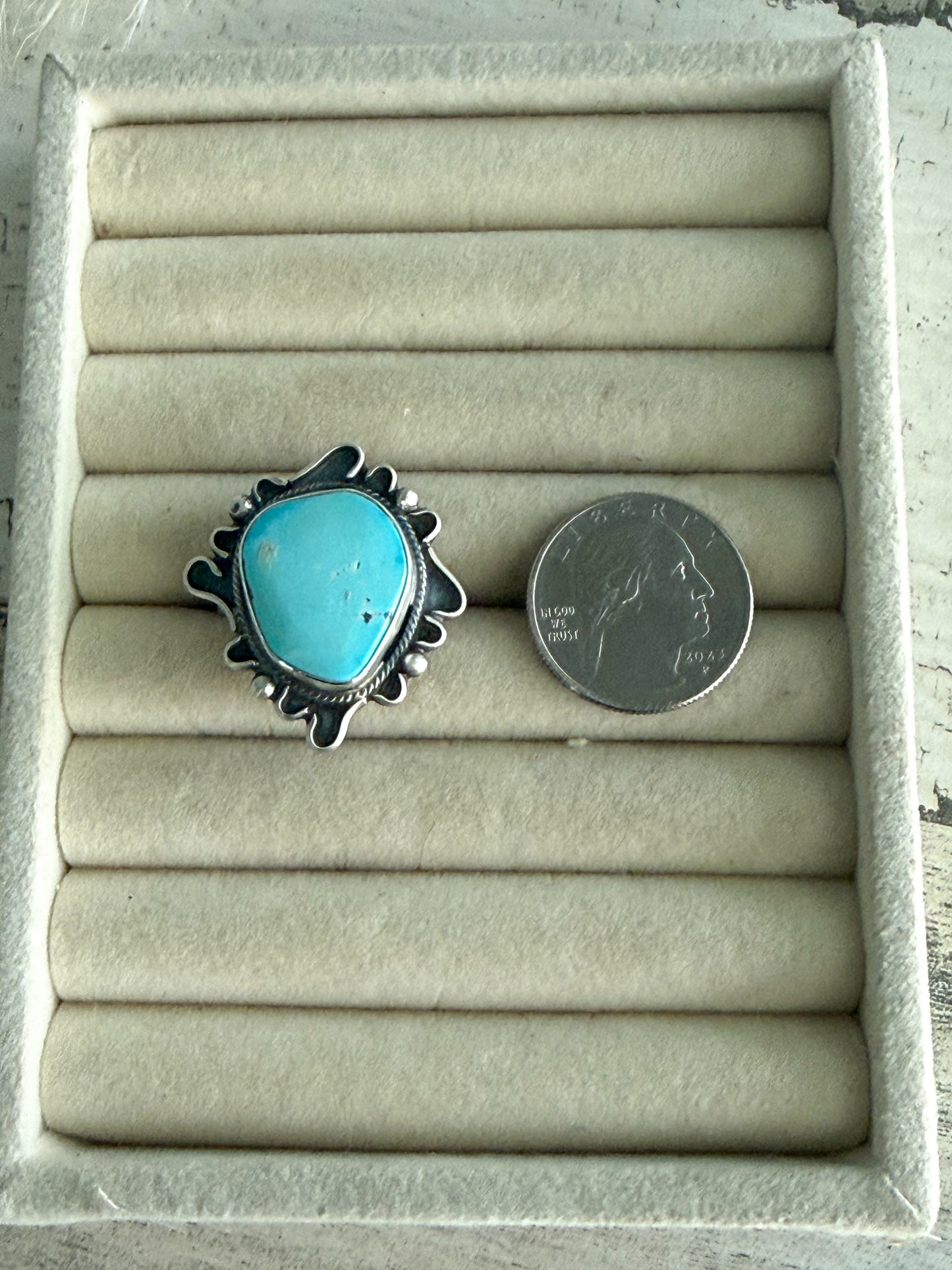 Native American Fox Turquoise Adjustable Ring