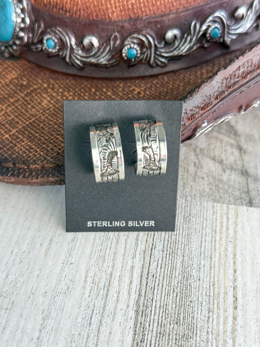 Native American Sterling Storyteller Hoops