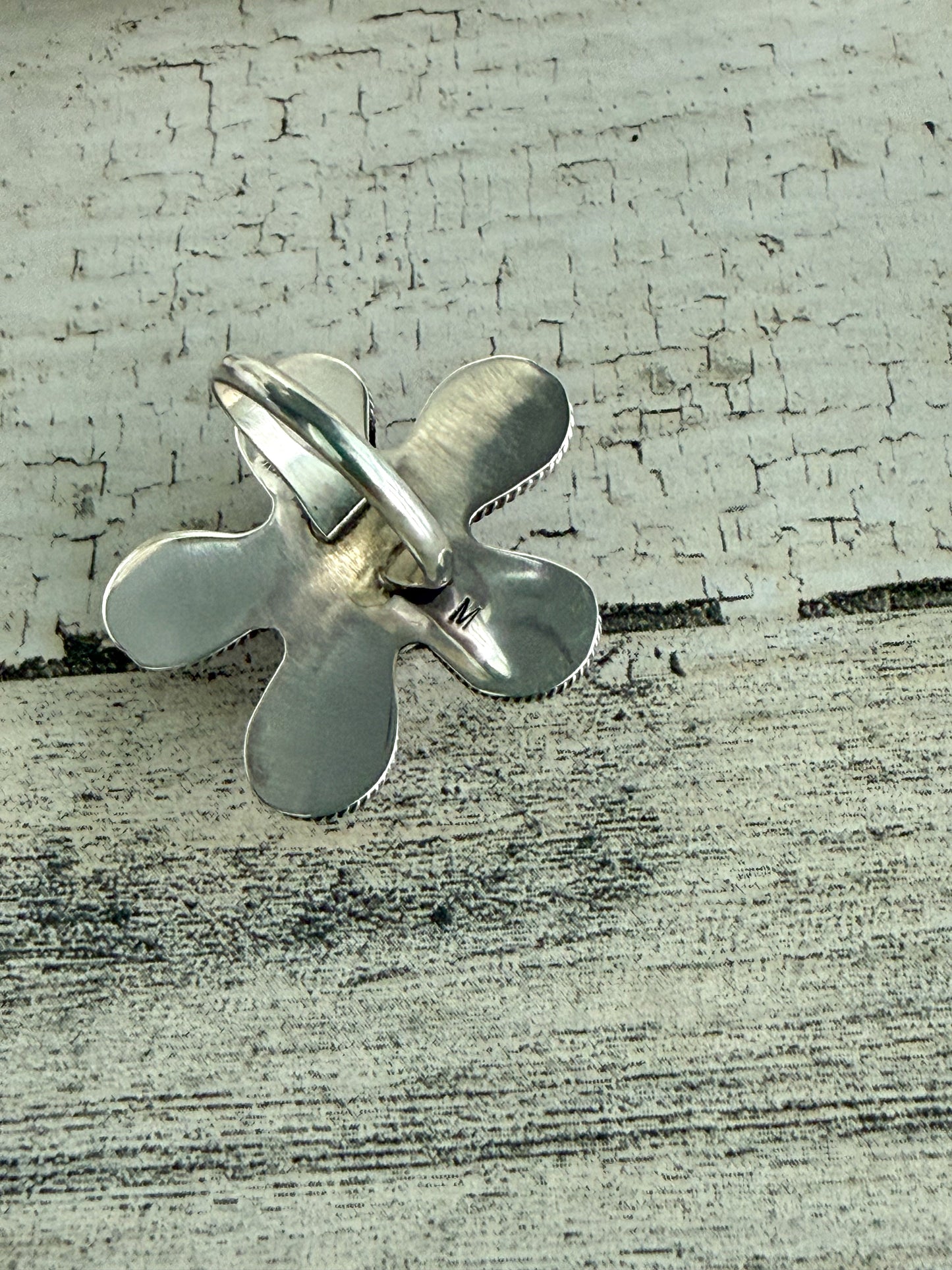 Native American Flower Turquoise Ring 7