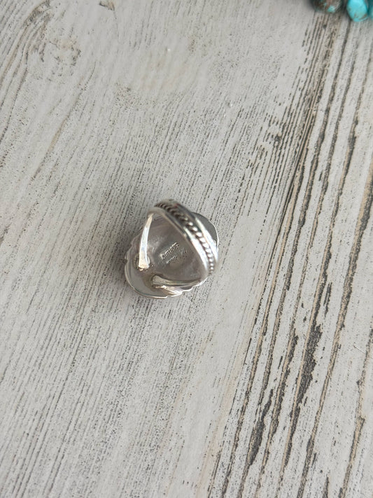 Native American 4 Coral Ring 7.5