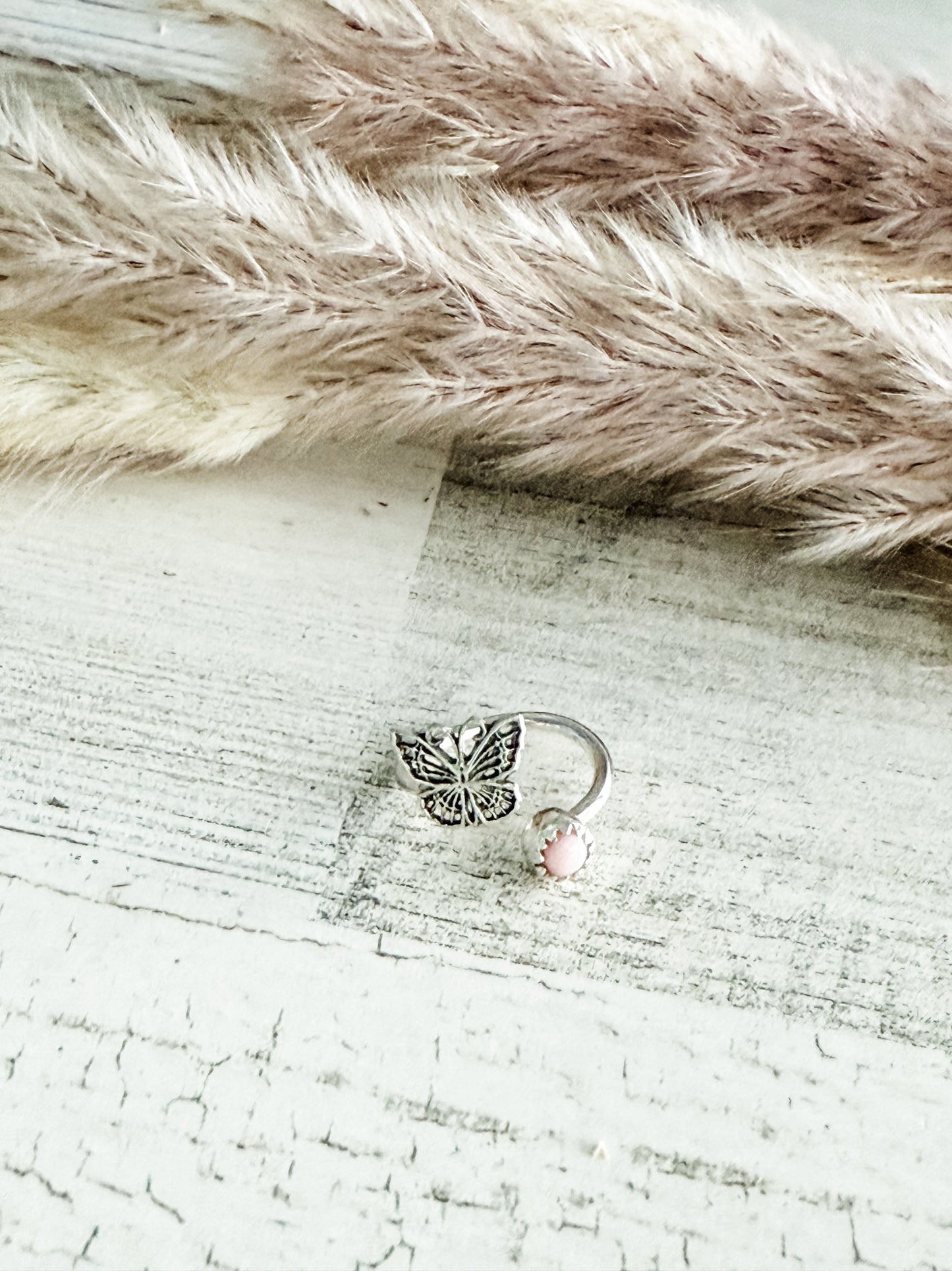 Native American Pink Conch Butterfly Adjustable Toe/Pinky Tip Ring