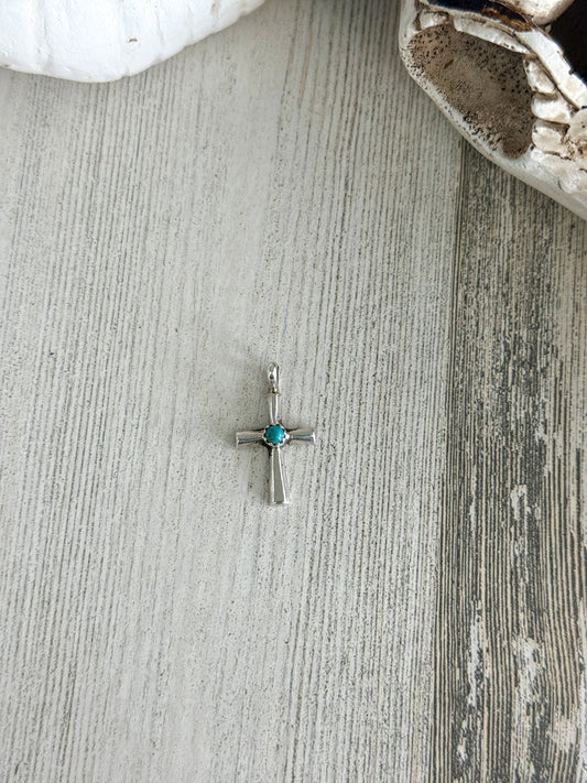Native American Sterling & Turquoise Cross